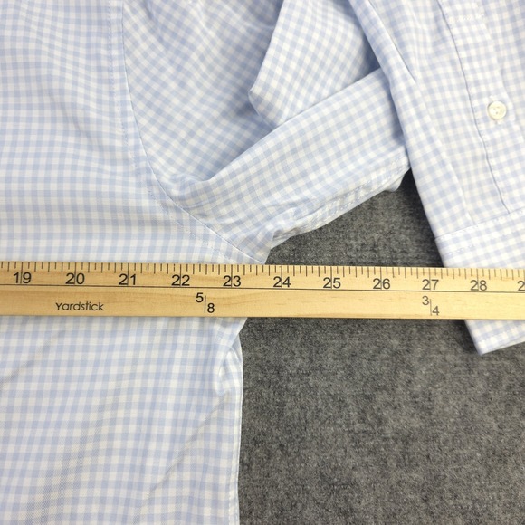 Porter + Ash Shirt Large Blue Gingham Check Long Sleeve Button Up Stretch - Picture 4 of 8